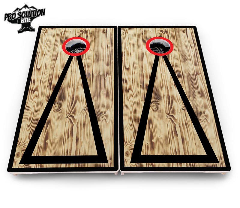 Pro Solution Elite - Burnt Triangle Design Options - Professional Tournament Cornhole Boards 3/4" Baltic Birch - Zero Bounce Zero Movement Vertical Interlocking Braces for Extra Weight & Stability +Double Thick Legs +Airmail Blocker