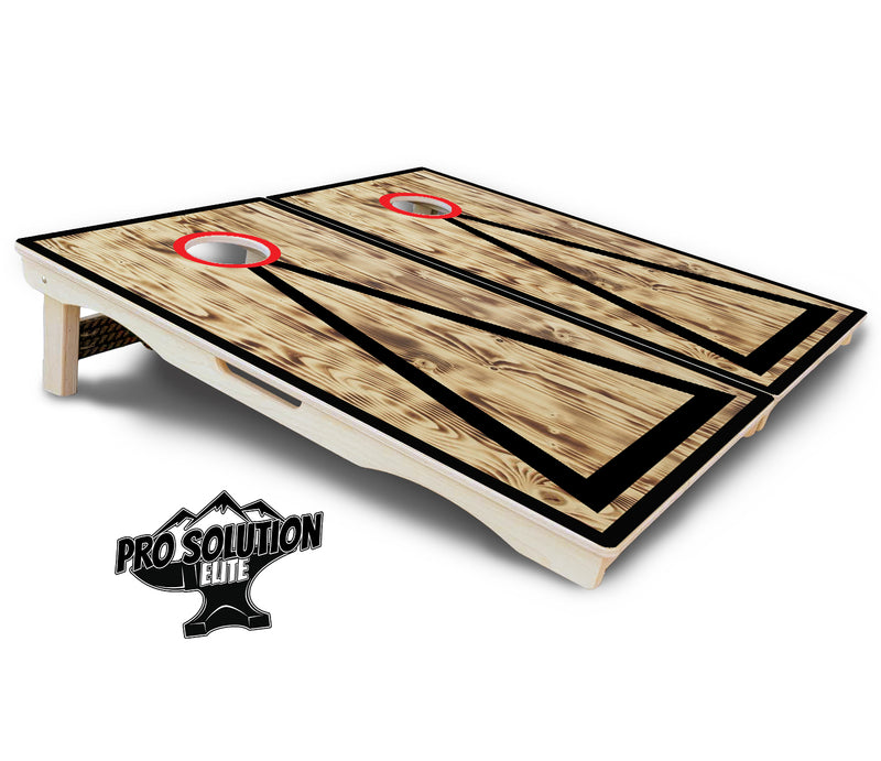 Pro Solution Elite - Burnt Triangle Design Options - Professional Tournament Cornhole Boards 3/4" Baltic Birch - Zero Bounce Zero Movement Vertical Interlocking Braces for Extra Weight & Stability +Double Thick Legs +Airmail Blocker