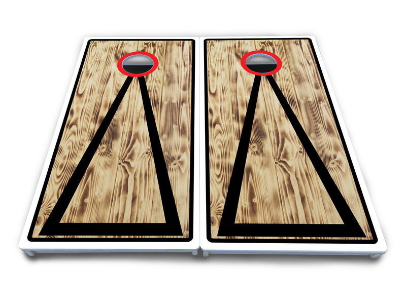 Waterproof - Burnt Triangle Design Options - All Weather Boards "Outdoor Solution" 18mm(3/4")Direct UV Printed - Regulation 2' by 4' Cornhole Boards (Set of 2 Boards) Double Thick Legs, with Leg Brace & Dual Support Braces!