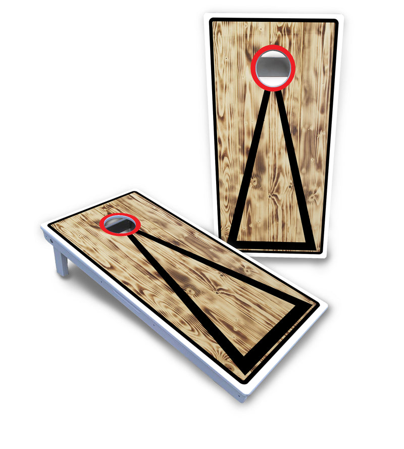 Waterproof - Burnt Triangle Design Options - All Weather Boards "Outdoor Solution" 18mm(3/4")Direct UV Printed - Regulation 2' by 4' Cornhole Boards (Set of 2 Boards) Double Thick Legs, with Leg Brace & Dual Support Braces!