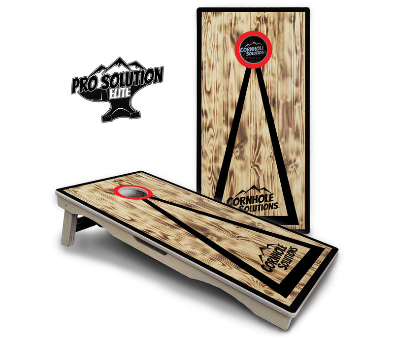 Pro Solution Elite - Burnt Triangle Design Options - Professional Tournament Cornhole Boards 3/4" Baltic Birch - Zero Bounce Zero Movement Vertical Interlocking Braces for Extra Weight & Stability +Double Thick Legs +Airmail Blocker