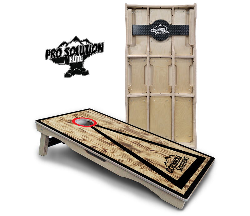 Pro Solution Elite - Burnt Triangle Design Options - Professional Tournament Cornhole Boards 3/4" Baltic Birch - Zero Bounce Zero Movement Vertical Interlocking Braces for Extra Weight & Stability +Double Thick Legs +Airmail Blocker