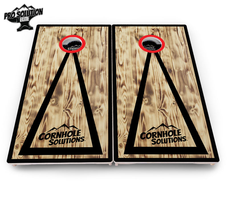 Pro Solution Elite - Burnt Triangle Design Options - Professional Tournament Cornhole Boards 3/4" Baltic Birch - Zero Bounce Zero Movement Vertical Interlocking Braces for Extra Weight & Stability +Double Thick Legs +Airmail Blocker