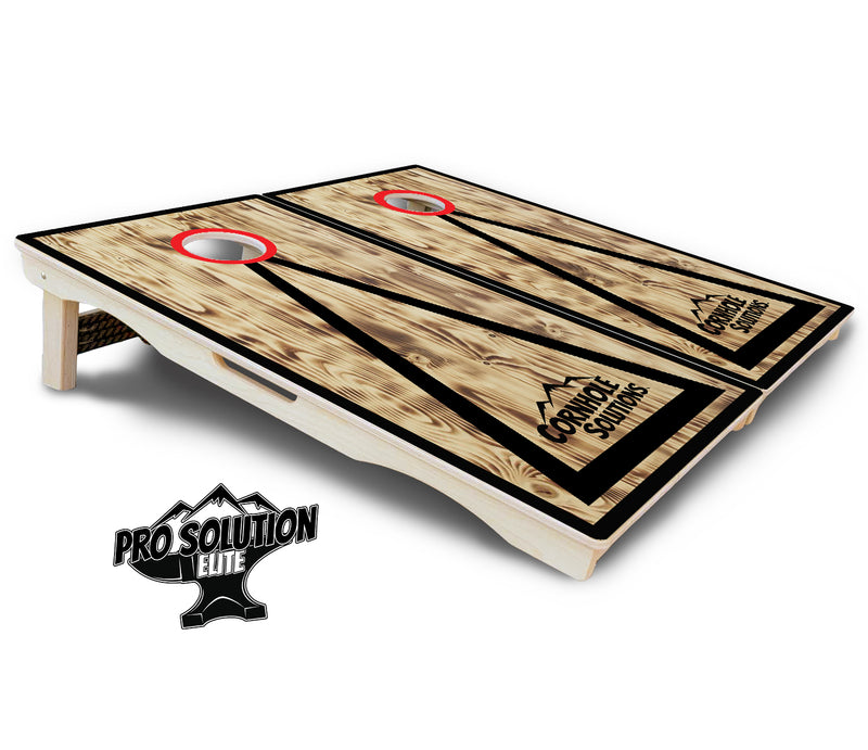 Pro Solution Elite - Burnt Triangle Design Options - Professional Tournament Cornhole Boards 3/4" Baltic Birch - Zero Bounce Zero Movement Vertical Interlocking Braces for Extra Weight & Stability +Double Thick Legs +Airmail Blocker