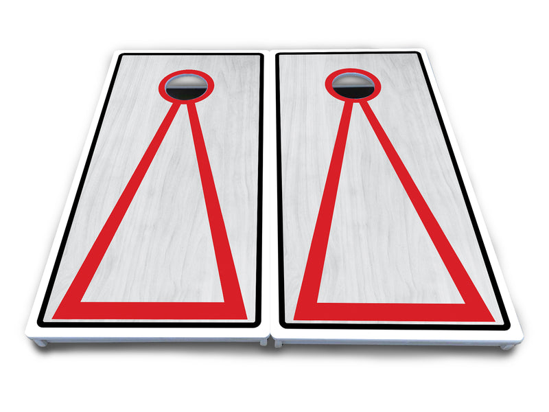 Waterproof - Red/Black Hole Ring Grey Wash Design Options - All Weather Boards "Outdoor Solution" 18mm(3/4")Direct UV Printed - Regulation 2' by 4' Cornhole Boards (Set of 2 Boards) Double Thick Legs, with Leg Brace & Dual Support Braces!