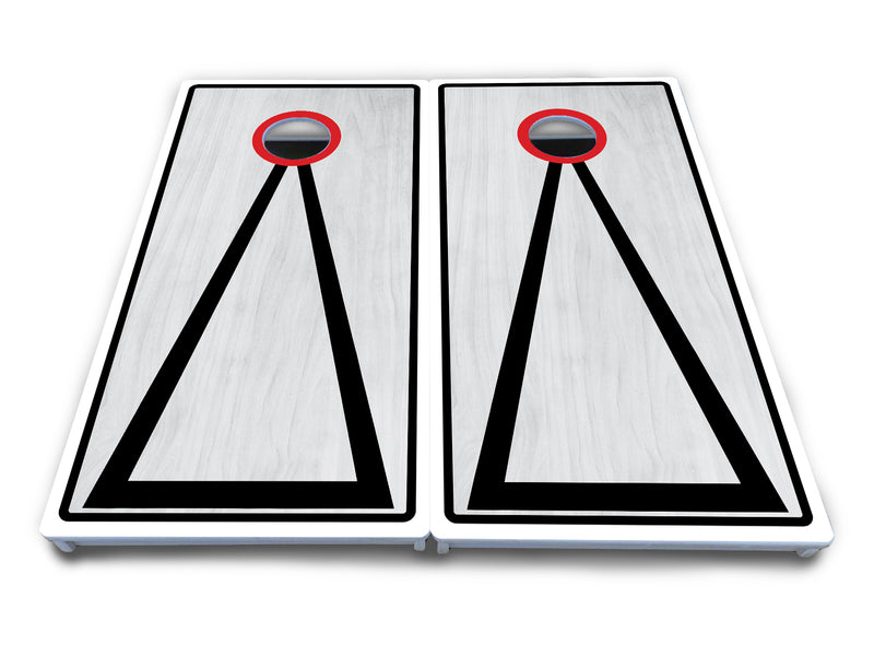 Waterproof - Red/Black Hole Ring Grey Wash Design Options - All Weather Boards "Outdoor Solution" 18mm(3/4")Direct UV Printed - Regulation 2' by 4' Cornhole Boards (Set of 2 Boards) Double Thick Legs, with Leg Brace & Dual Support Braces!