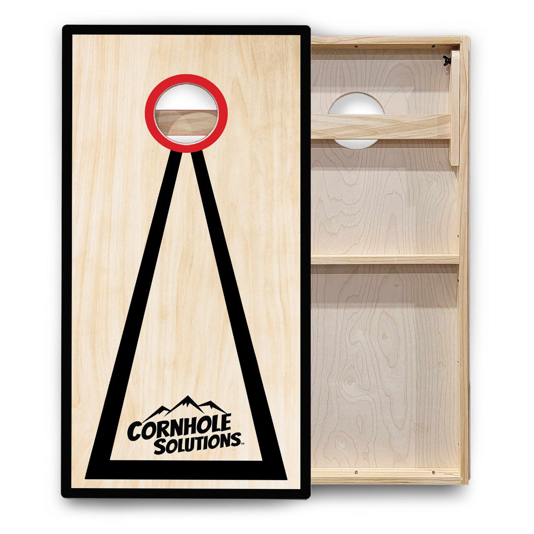Red/Black Hole Ring Cornhole Boards - Backyard Series