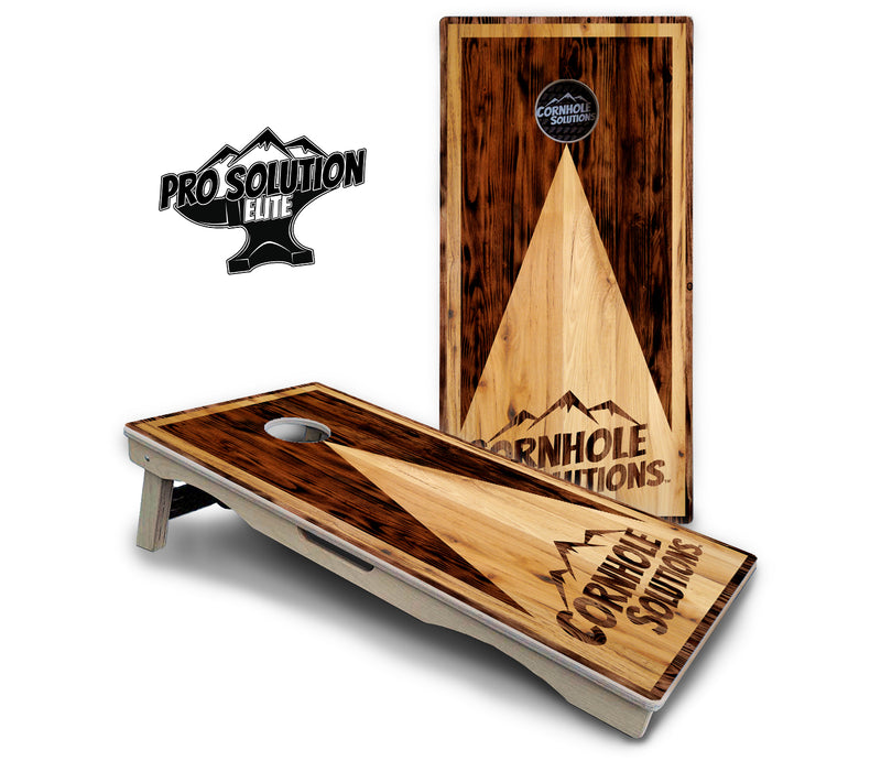 Pro Solution Elite - Wooden Triangle Design Options - Professional Tournament Cornhole Boards 3/4" Baltic Birch - Zero Bounce Zero Movement Vertical Interlocking Braces for Extra Weight & Stability +Double Thick Legs +Airmail Blocker