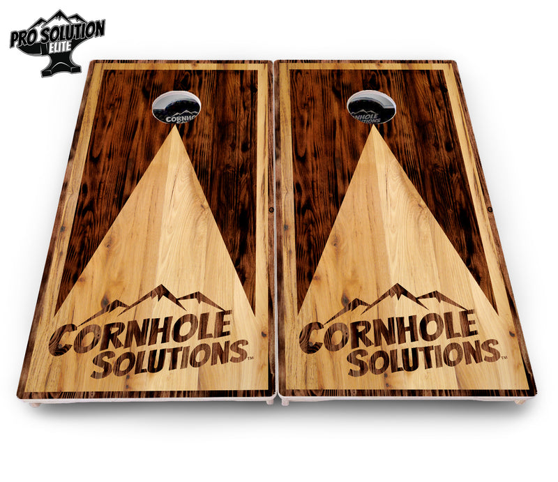 Pro Solution Elite - Wooden Triangle Design Options - Professional Tournament Cornhole Boards 3/4" Baltic Birch - Zero Bounce Zero Movement Vertical Interlocking Braces for Extra Weight & Stability +Double Thick Legs +Airmail Blocker