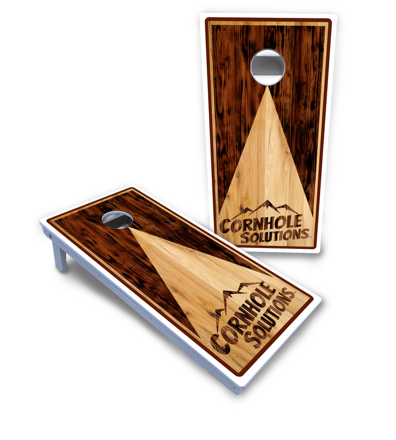 Waterproof - Wooden Triangle Design Options - All Weather Boards "Outdoor Solution" 18mm(3/4")Direct UV Printed - Regulation 2' by 4' Cornhole Boards (Set of 2 Boards) Double Thick Legs, with Leg Brace & Dual Support Braces!