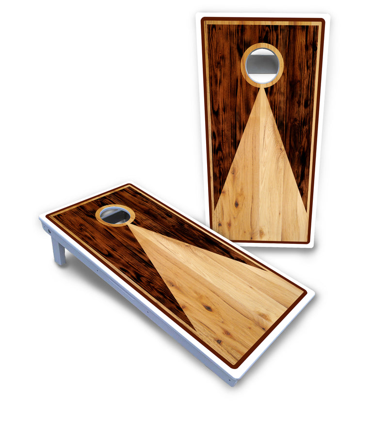 Waterproof - Wooden Triangle Design Options - All Weather Boards "Outdoor Solution" 18mm(3/4")Direct UV Printed - Regulation 2' by 4' Cornhole Boards (Set of 2 Boards) Double Thick Legs, with Leg Brace & Dual Support Braces!