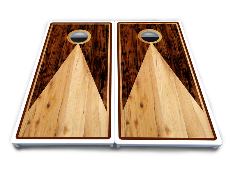 Waterproof - Wooden Triangle Design Options - All Weather Boards "Outdoor Solution" 18mm(3/4")Direct UV Printed - Regulation 2' by 4' Cornhole Boards (Set of 2 Boards) Double Thick Legs, with Leg Brace & Dual Support Braces!