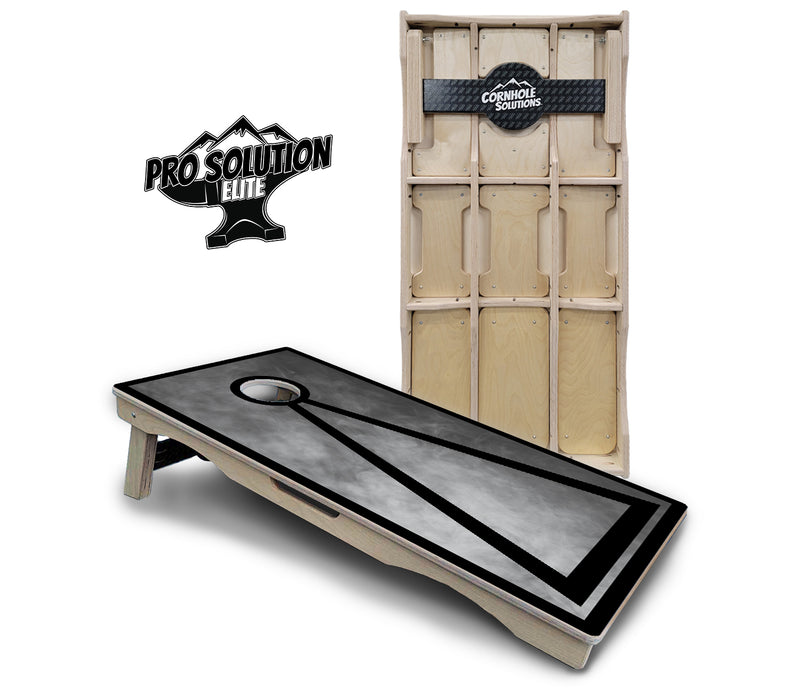 Pro Solution Elite - Smoke Triangle Design Options - Professional Tournament Cornhole Boards 3/4" Baltic Birch - Zero Bounce Zero Movement Vertical Interlocking Braces for Extra Weight & Stability +Double Thick Legs +Airmail Blocker