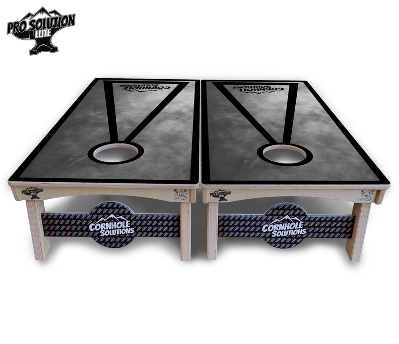 Pro Solution Elite - Smoke Triangle Design Options - Professional Tournament Cornhole Boards 3/4" Baltic Birch - Zero Bounce Zero Movement Vertical Interlocking Braces for Extra Weight & Stability +Double Thick Legs +Airmail Blocker