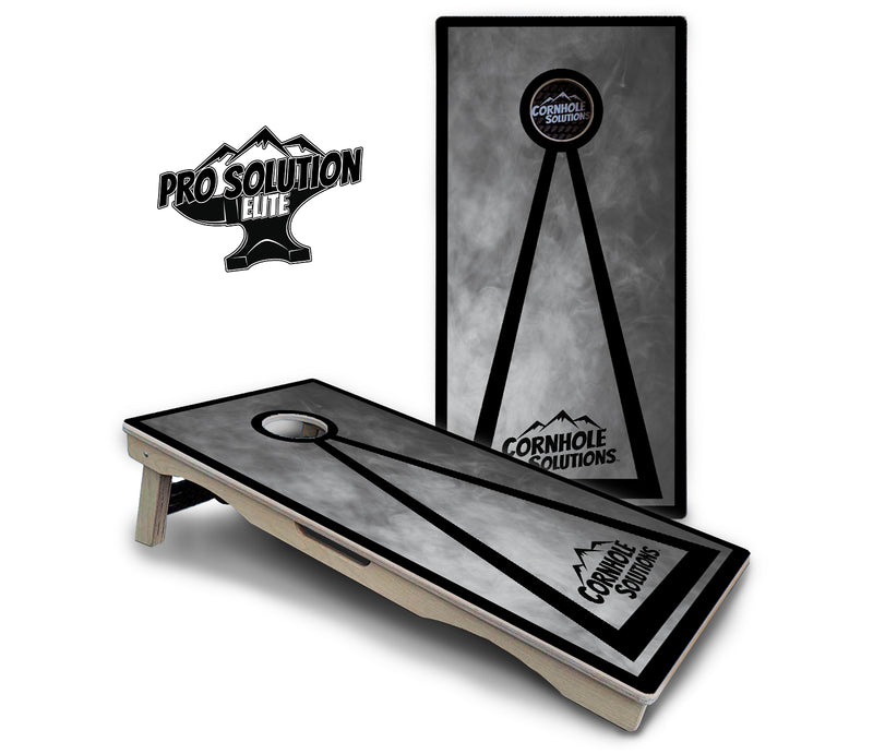 Pro Solution Elite - Smoke Triangle Design Options - Professional Tournament Cornhole Boards 3/4" Baltic Birch - Zero Bounce Zero Movement Vertical Interlocking Braces for Extra Weight & Stability +Double Thick Legs +Airmail Blocker