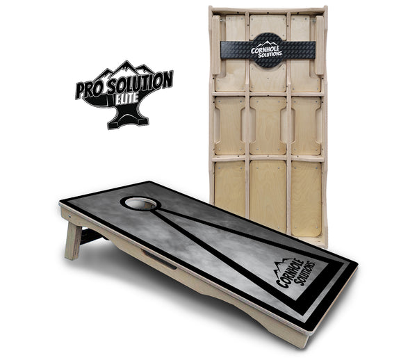 Pro Solution Elite - Smoke Triangle Design Options - Professional Tournament Cornhole Boards 3/4" Baltic Birch - Zero Bounce Zero Movement Vertical Interlocking Braces for Extra Weight & Stability +Double Thick Legs +Airmail Blocker