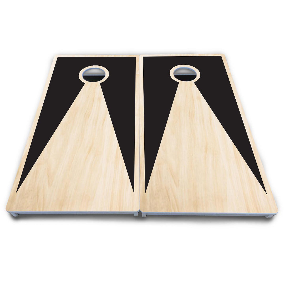 Black/Natural Keyhole Cornhole Boards - All Weather Series