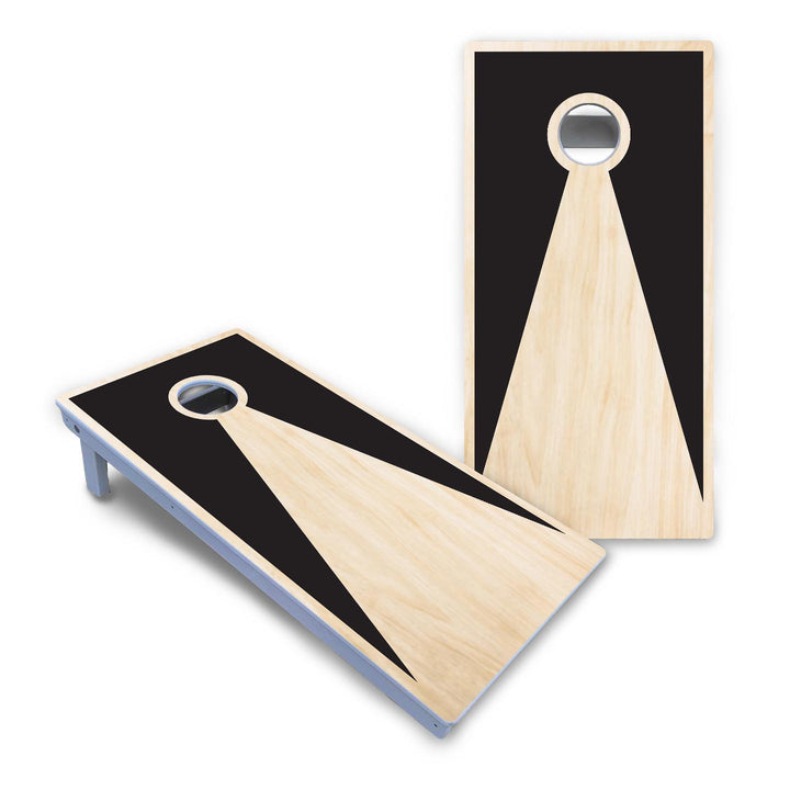 Black/Natural Keyhole Cornhole Boards - All Weather Series