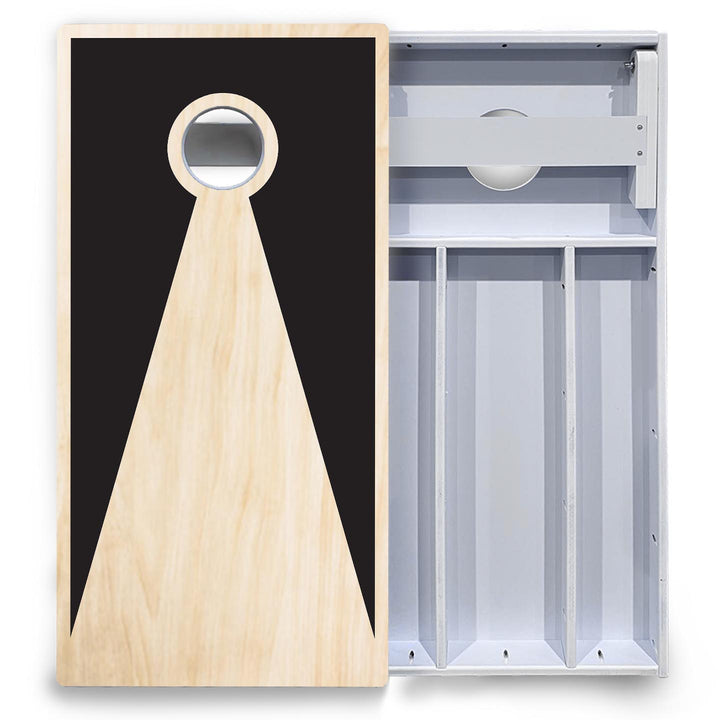 Black/Natural Keyhole Cornhole Boards - All Weather Series