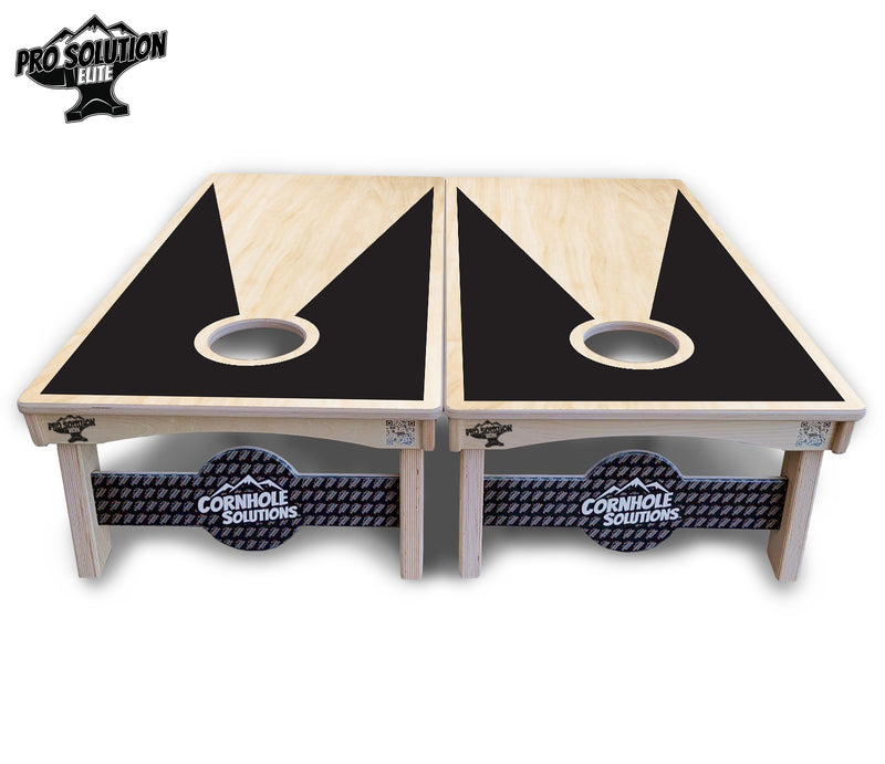 Pro Solution Elite - Black/Natural Keyhole - Professional Tournament Cornhole Boards 3/4" Baltic Birch - Zero Bounce Zero Movement Vertical Interlocking Braces for Extra Weight & Stability +Double Thick Legs +Airmail Blocker