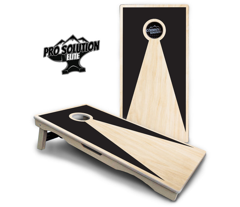 Pro Solution Elite - Black/Natural Keyhole - Professional Tournament Cornhole Boards 3/4" Baltic Birch - Zero Bounce Zero Movement Vertical Interlocking Braces for Extra Weight & Stability +Double Thick Legs +Airmail Blocker