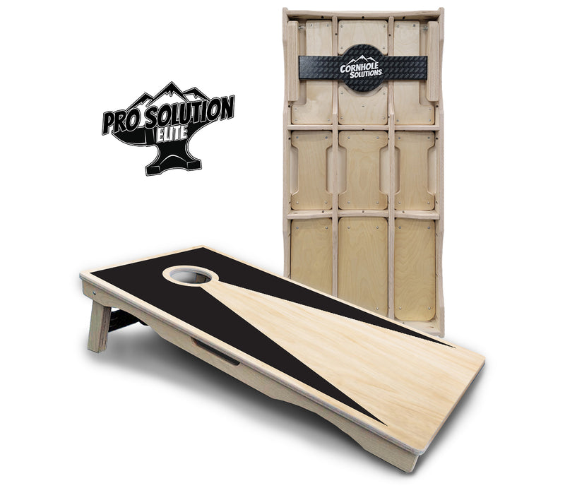 Pro Solution Elite - Black Natural Keyhole - Professional Tournament Cornhole Boards 3/4" Baltic Birch - Zero Bounce Zero Movement Vertical Interlocking Braces for Extra Weight & Stability +Double Thick Legs +Airmail Blocker