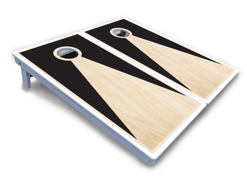 Waterproof - Black/Natural Keyhole - All Weather Boards "Outdoor Solution" 18mm(3/4")Direct UV Printed - Regulation 2' by 4' Cornhole Boards (Set of 2 Boards) Double Thick Legs, with Leg Brace & Dual Support Braces!