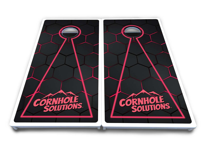 Waterproof - Glow Hole Black Design Options - All Weather Boards "Outdoor Solution" 18mm(3/4")Direct UV Printed - Regulation 2' by 4' Cornhole Boards (Set of 2 Boards) Double Thick Legs, with Leg Brace & Dual Support Braces!