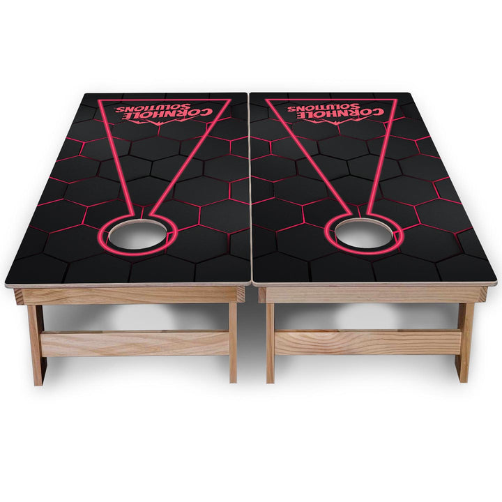 Glow Hole Black Background Cornhole Boards - Backyard Series