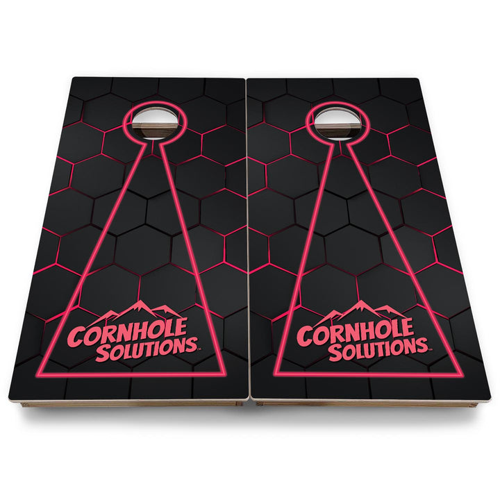 Glow Hole Black Background Cornhole Boards - Backyard Series