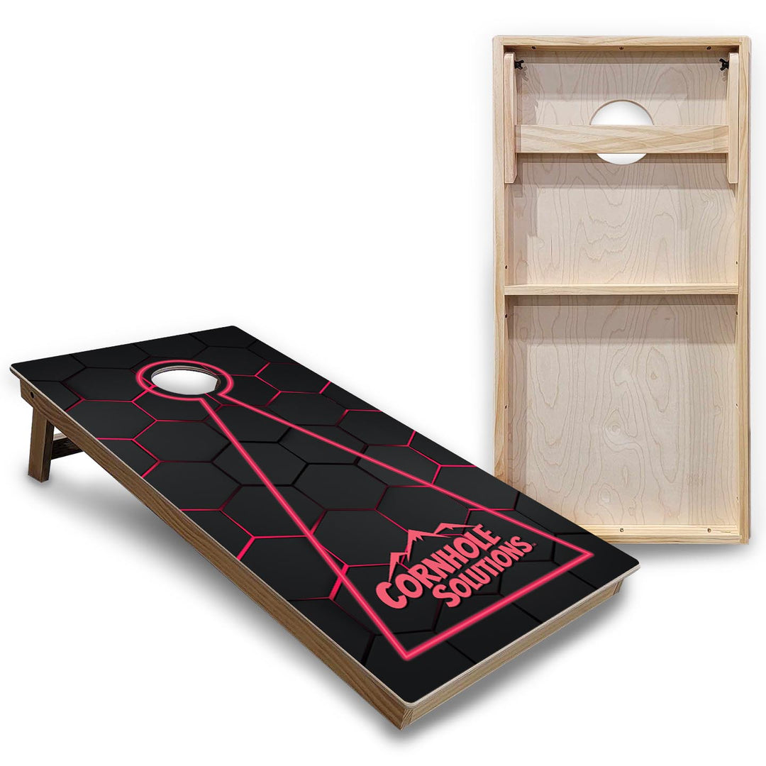 Glow Hole Black Background Cornhole Boards - Backyard Series