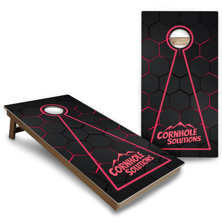 Glow Hole Black Background Cornhole Boards - Backyard Series