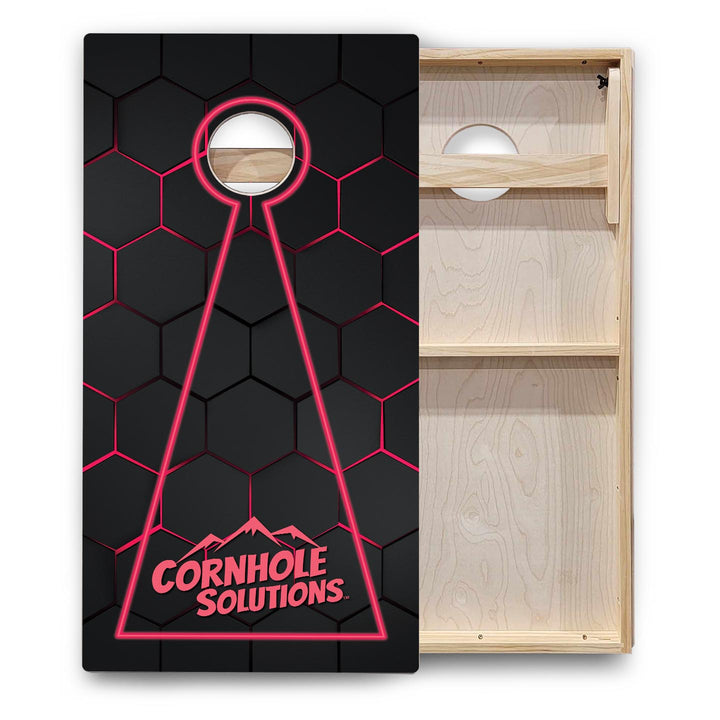 Glow Hole Black Background Cornhole Boards - Backyard Series