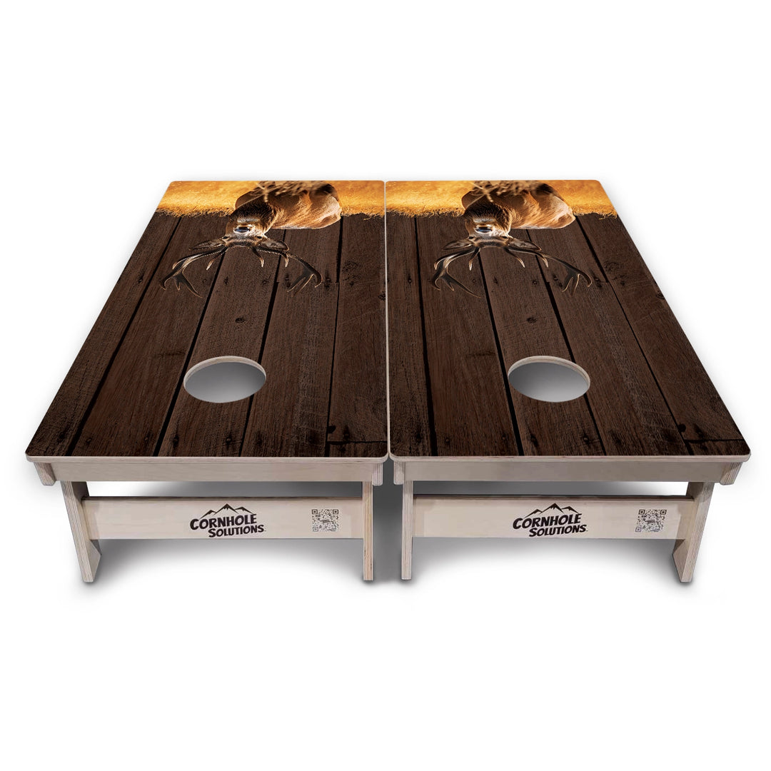 Barnwood Deer & Fish Flag Cornhole Boards – Tournament Series
