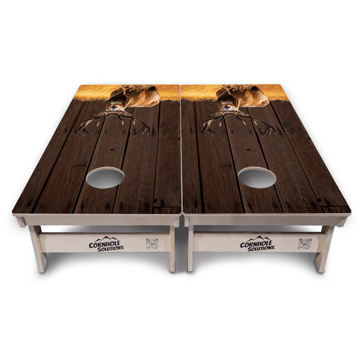 Barnwood Deer & Fish Flag Cornhole Boards – Tournament Series