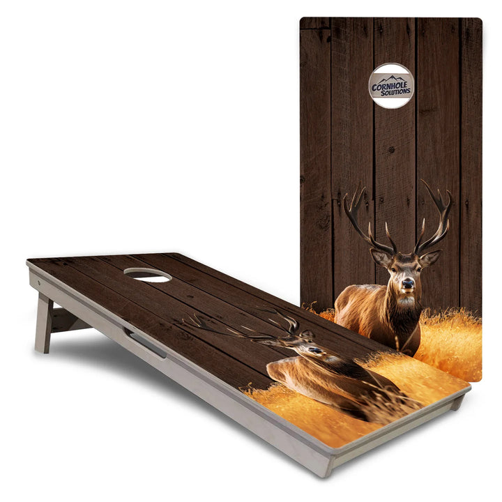 Barnwood Deer & Fish Flag Cornhole Boards – Tournament Series