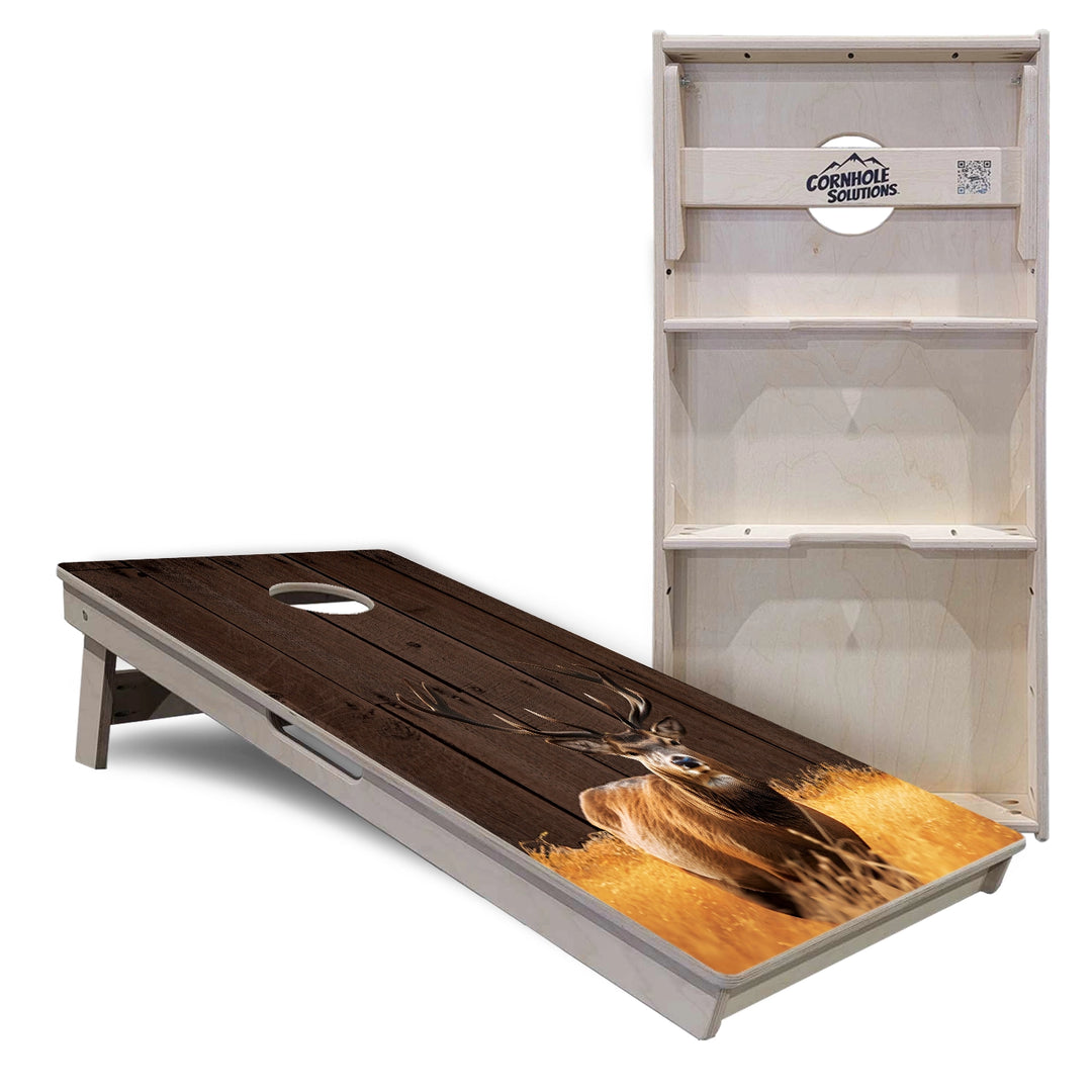 Barnwood Deer & Fish Flag Cornhole Boards – Tournament Series
