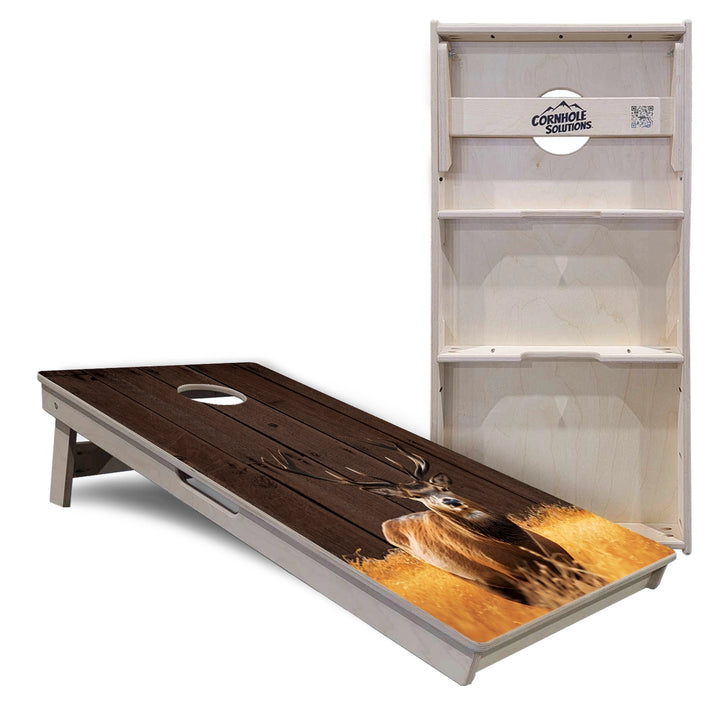 Barnwood Deer & Fish Flag Cornhole Boards – Tournament Series