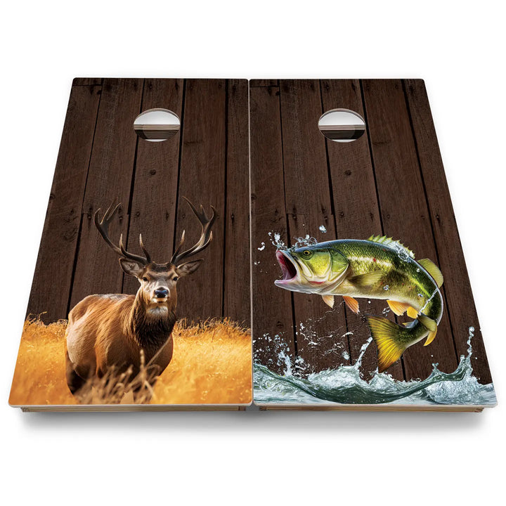 Colorful Deer & Fish Cornhole Boards - Backyard Series