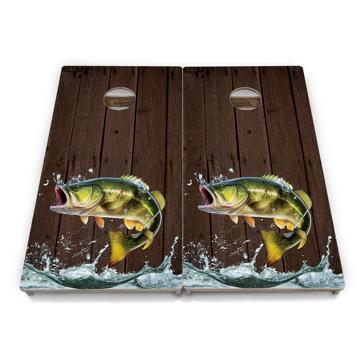 Barnwood Deer & Fish Flag Cornhole Boards – Tournament Series