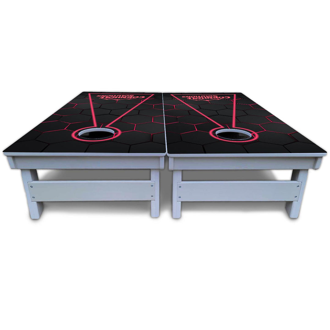 Glow Hole Black Cornhole Boards - All Weather Series