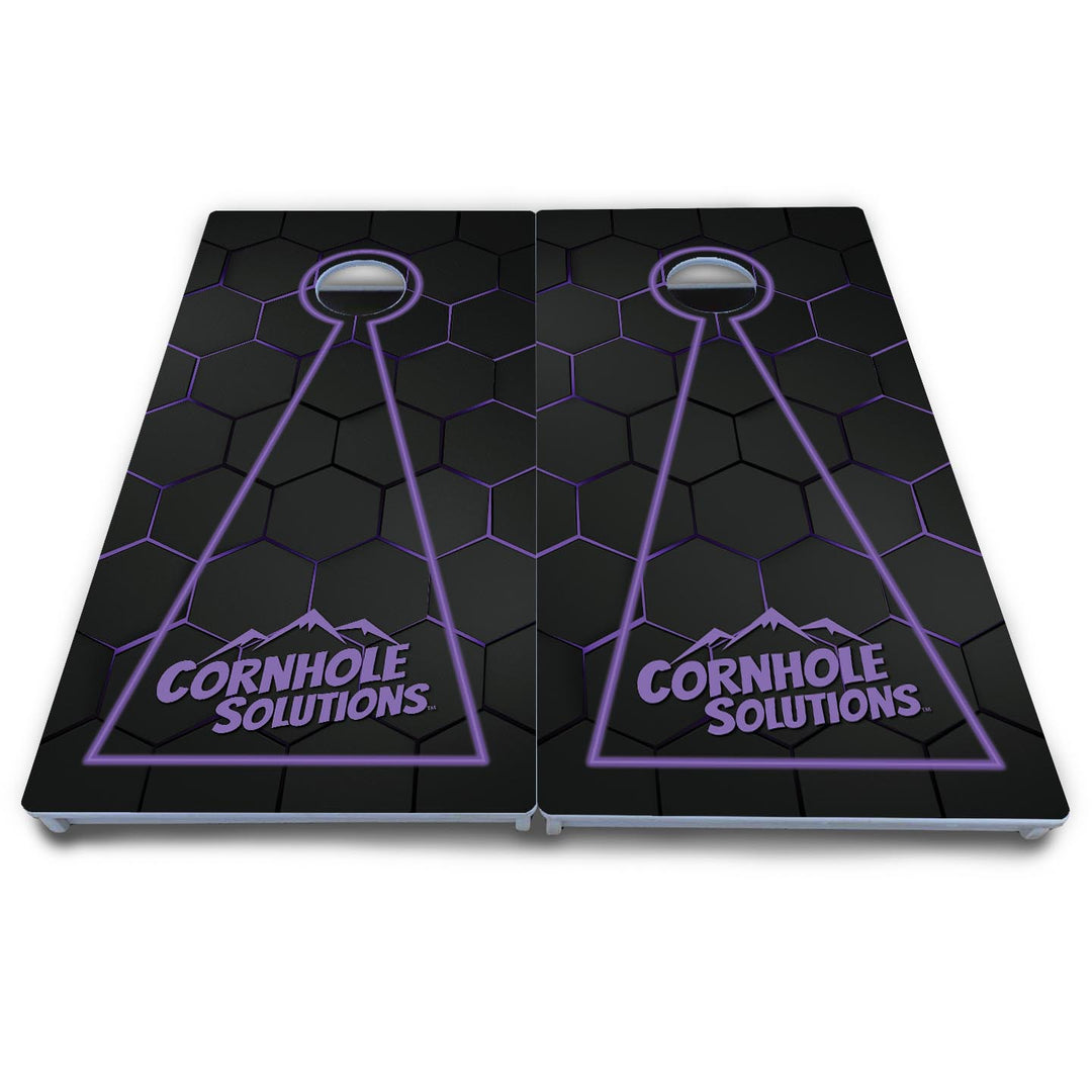 Glow Hole Black Cornhole Boards - All Weather Series