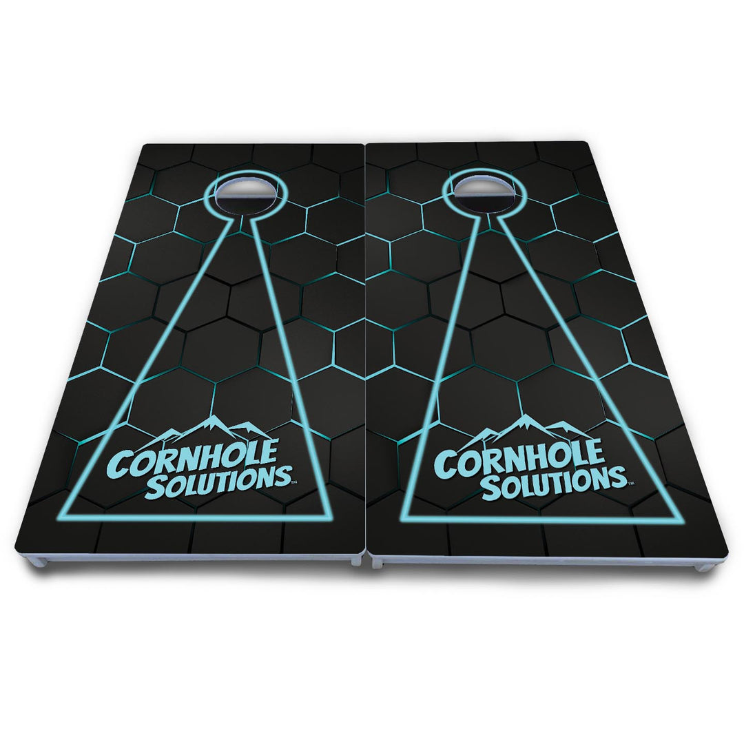 Glow Hole Black Cornhole Boards - All Weather Series