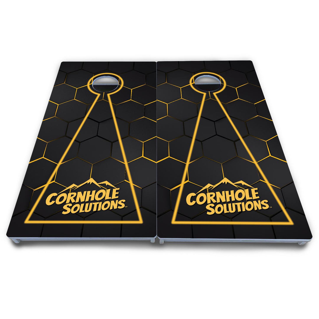 Glow Hole Black Cornhole Boards - All Weather Series