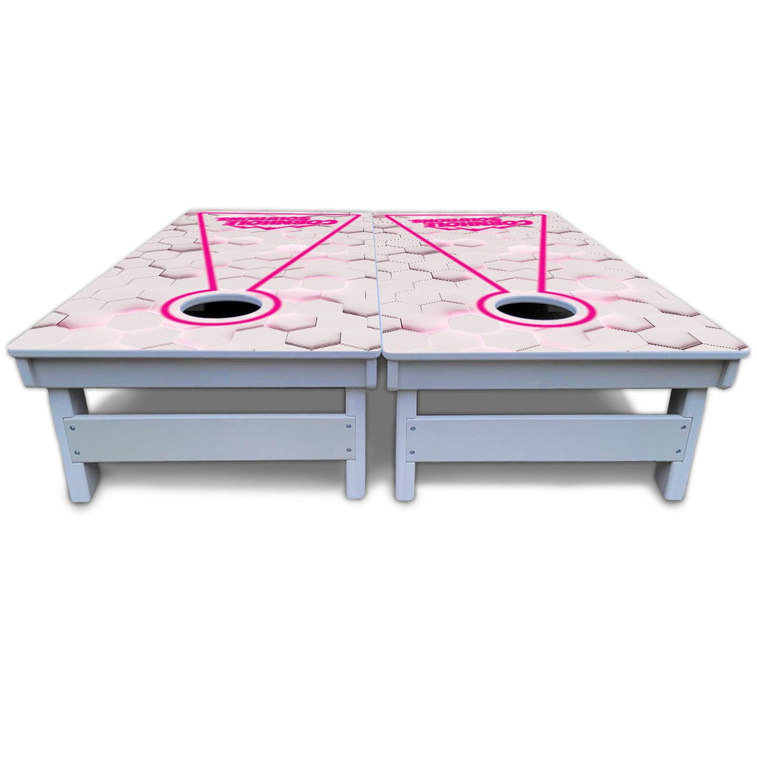 Glow Hole White Cornhole Boards - All Weather Series