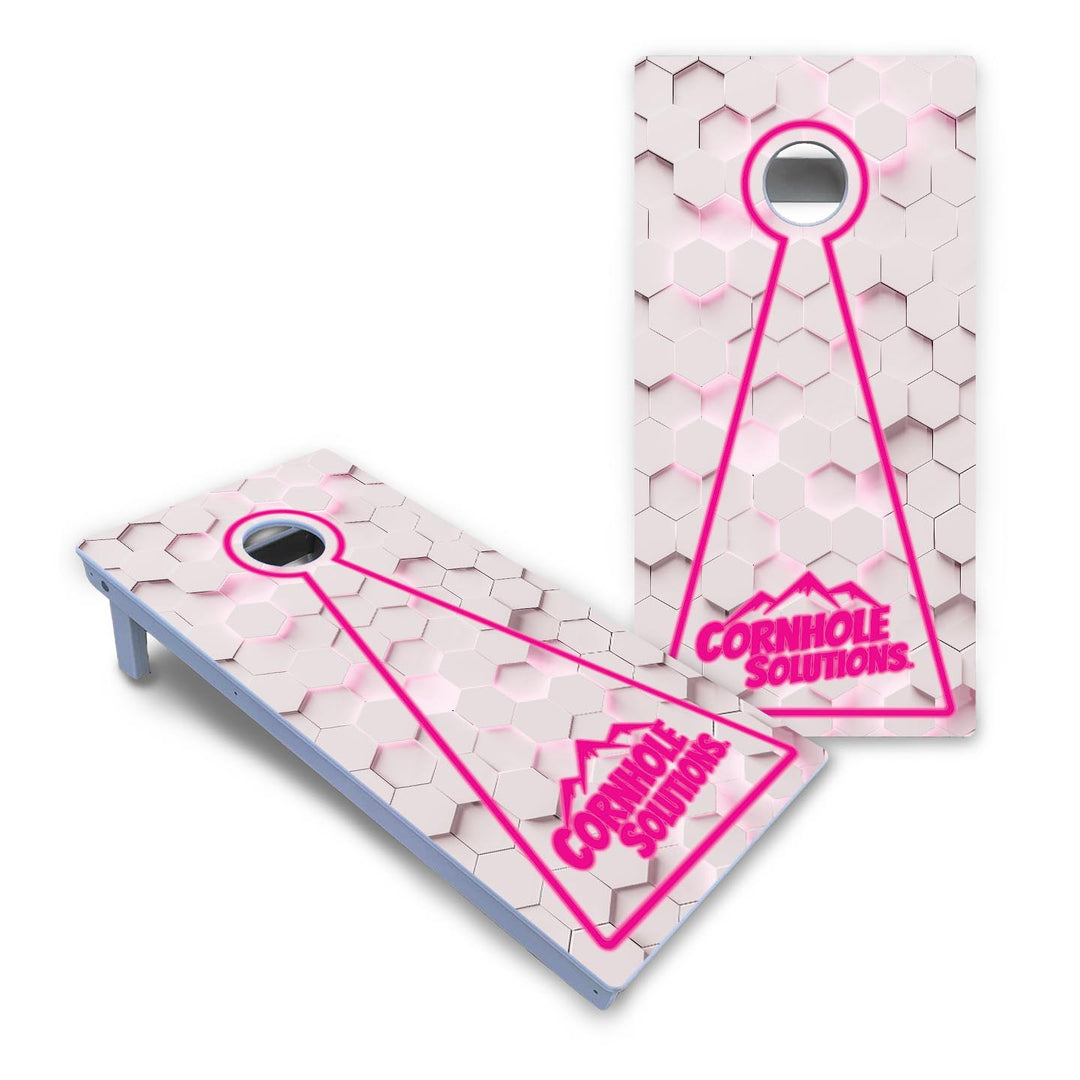 Glow Hole White Cornhole Boards - All Weather Series