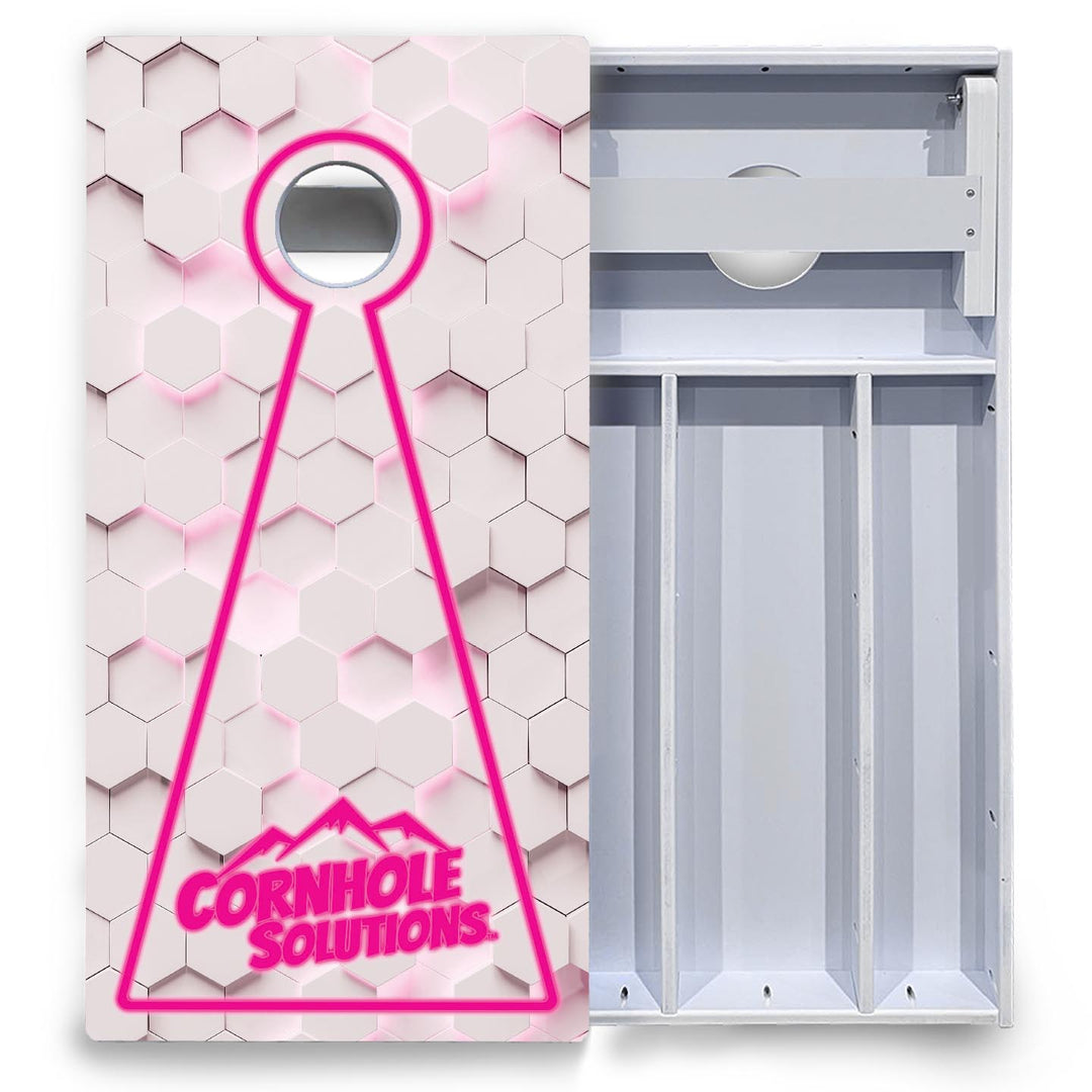 Glow Hole White Cornhole Boards - All Weather Series