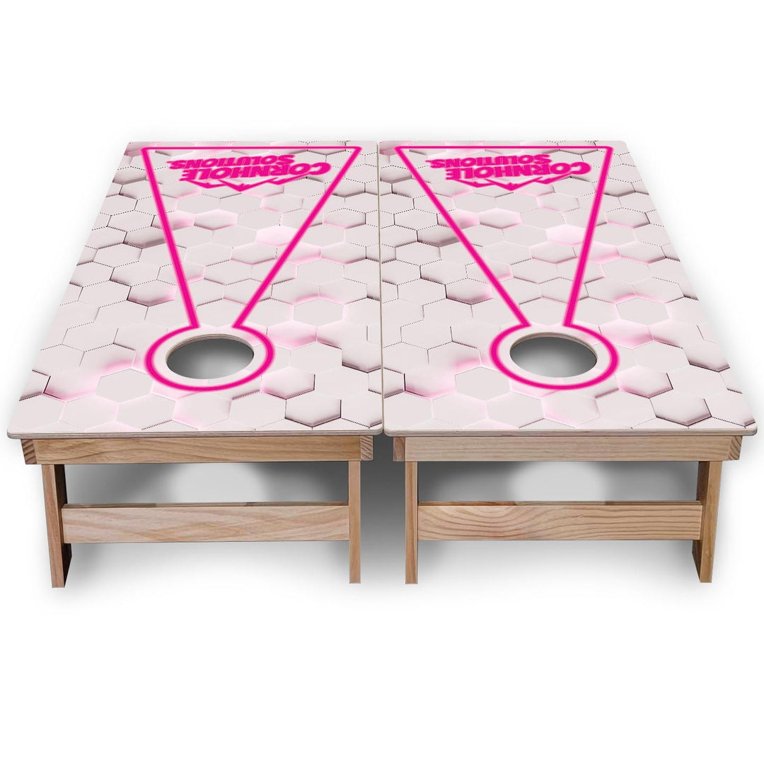 Glow Hole White Background Cornhole Boards - Backyard Series