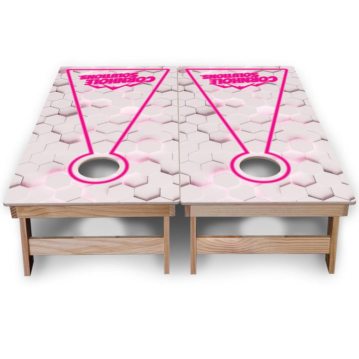 Glow Hole White Background Cornhole Boards - Backyard Series