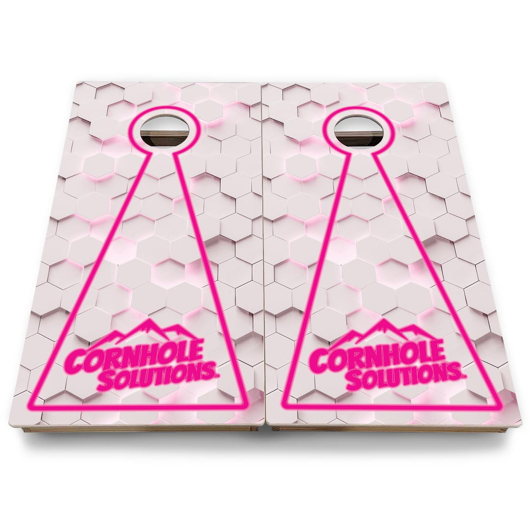 Glow Hole White Background Cornhole Boards - Backyard Series